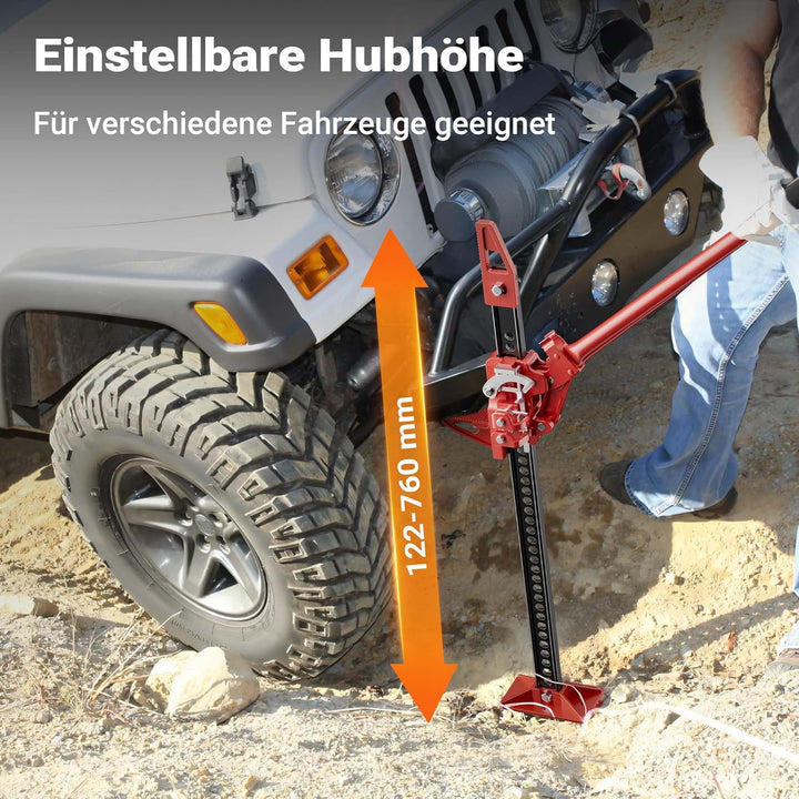 Wiltec Offroad Wagenheber bis 3000 kg max. 76 cm, Farmer Jack für Geländewagen, SUV, ATV und Anhänge