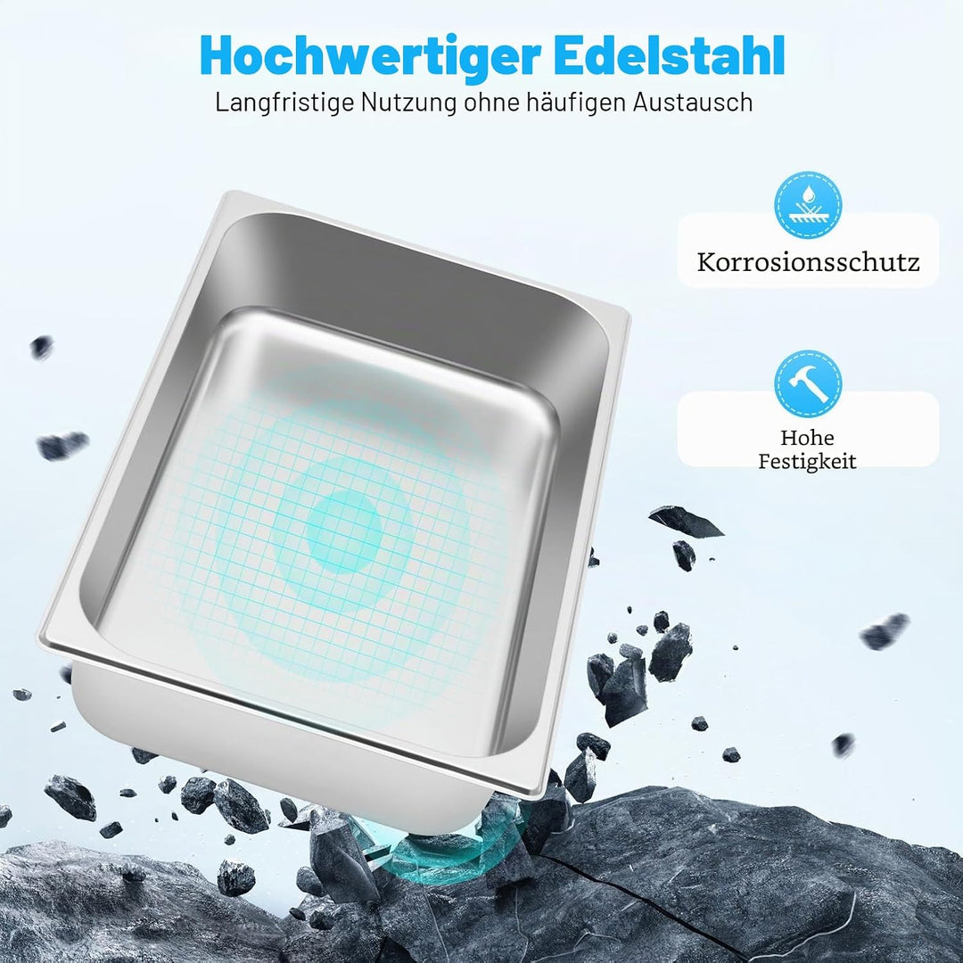 4 Stück Deep Gastronormbehälter Edelstahl Lebensmittelschalen,Behälter Wärmebehälter Chafing Dish Wä