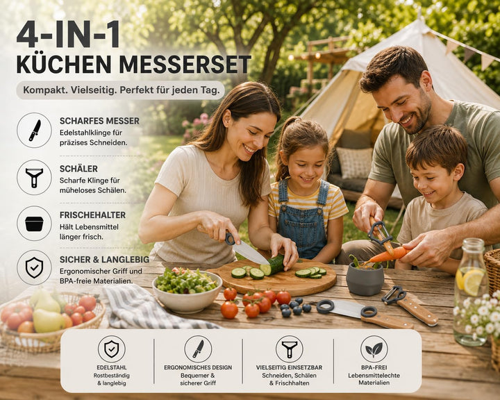 Market Stylez Kinder Kochmesser Set - 3 teilig - Kochmesser - Fingerschutz - Sparschäler - rostfrei