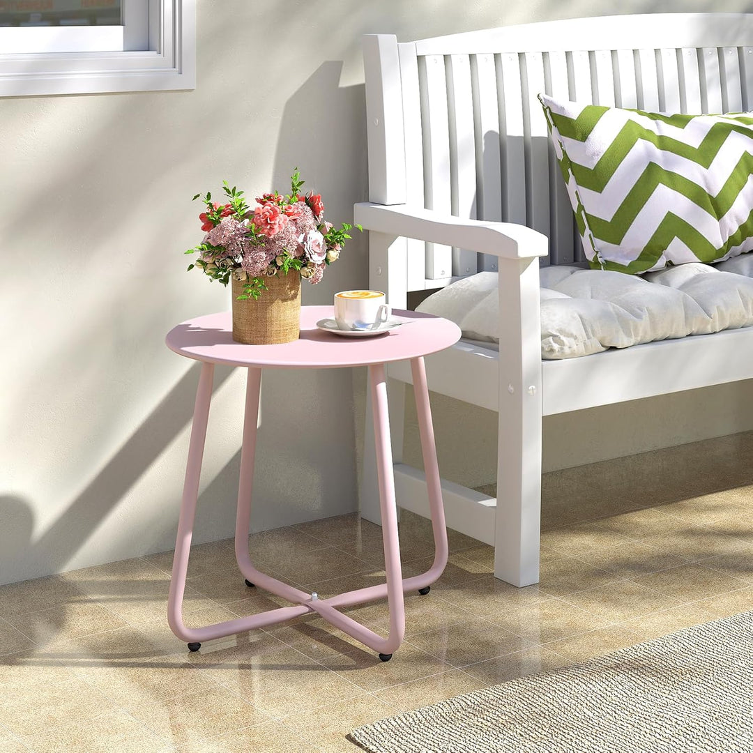HollyHOME Beistelltisch Outdoor Balkontisch, Runder Gartentisch Kleiner Beistelltisch Kaffeetische N