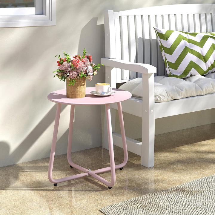 HollyHOME Beistelltisch Outdoor Balkontisch, Runder Gartentisch Kleiner Beistelltisch Kaffeetische N