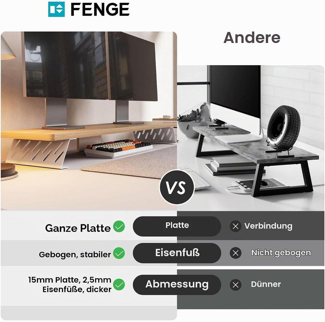 Fenge Dual Monitorständer mit Modernen Metallfüssen Multifunktionaler Bildschirmständer für Computer