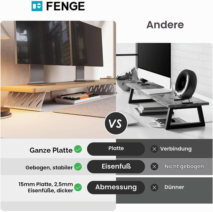 Fenge Dual Monitorständer mit Modernen Metallfüssen Multifunktionaler Bildschirmständer für Computer