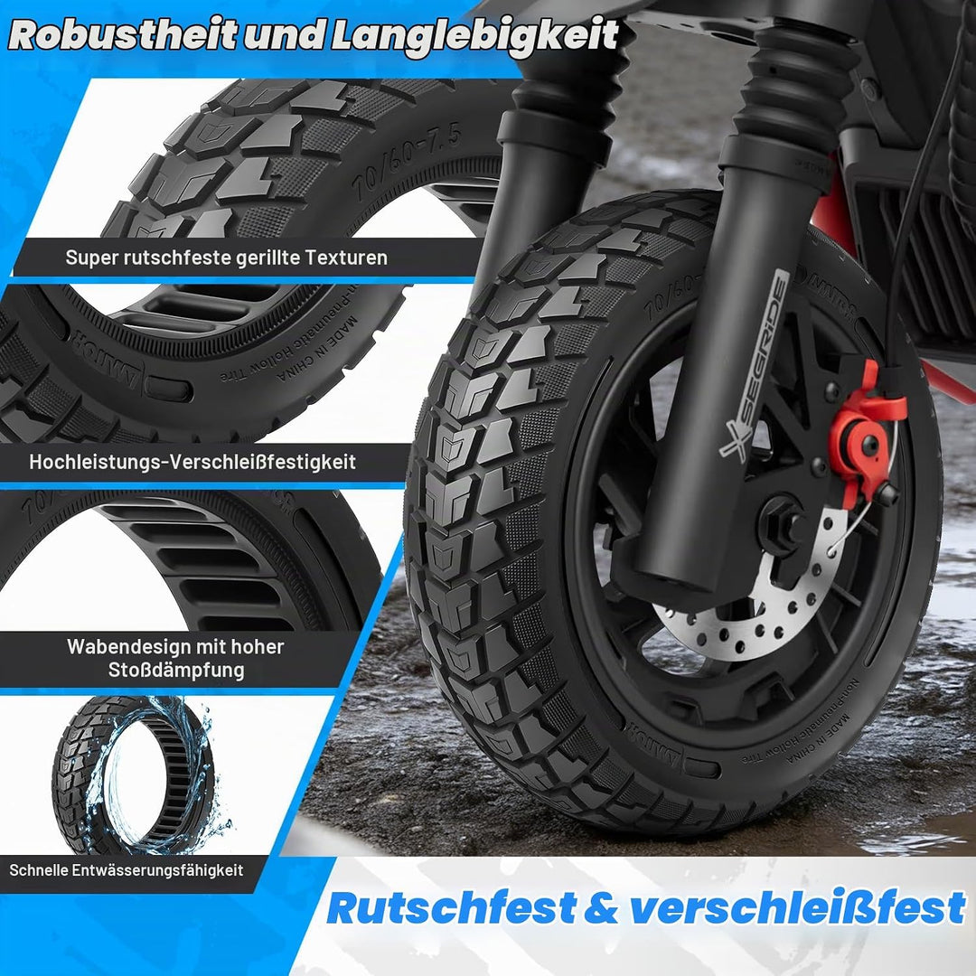 Amitor 70/60-7.5 Reifen Vollgummi Offroad für Segway ZT3 Pro/Segway-Ninebot MAX G3 Reifen E Scooter