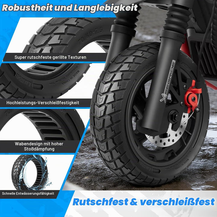 Amitor 70/60-7.5 Reifen Vollgummi Offroad für Segway ZT3 Pro/Segway-Ninebot MAX G3 Reifen E Scooter