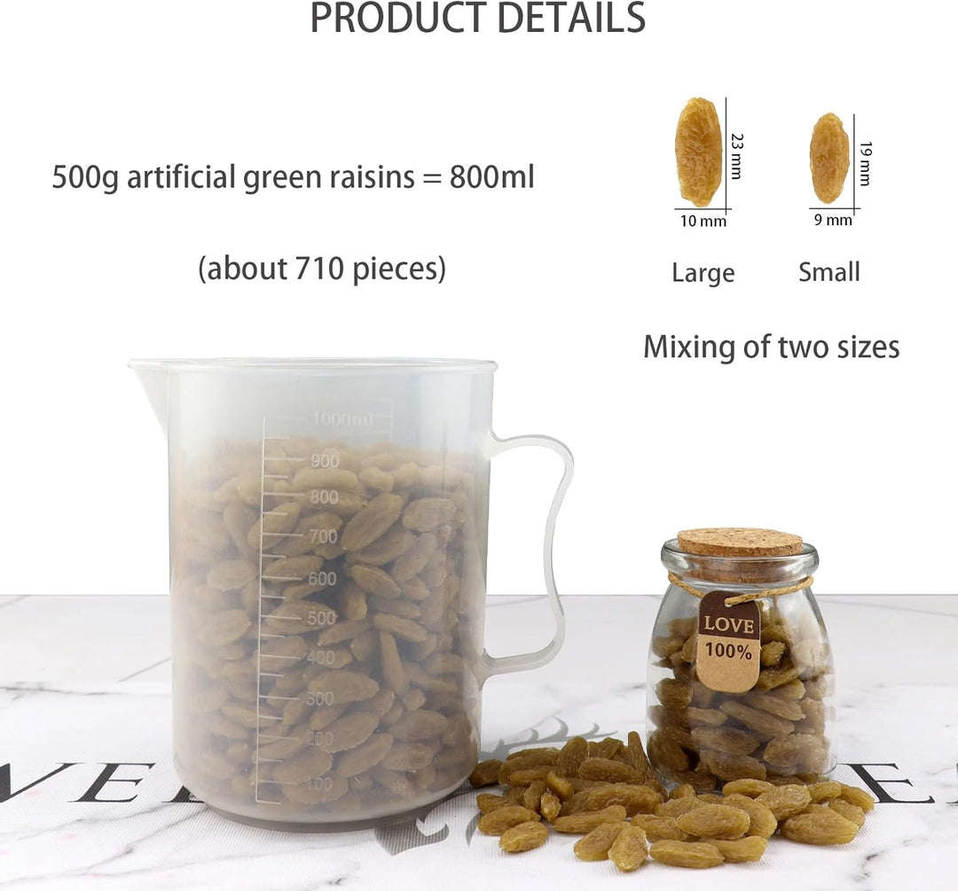 ginojex Künstliche grüne Rosinen 500g (710Pcs) gefälschte getrocknete Früchte für Hauptküche Tisch M