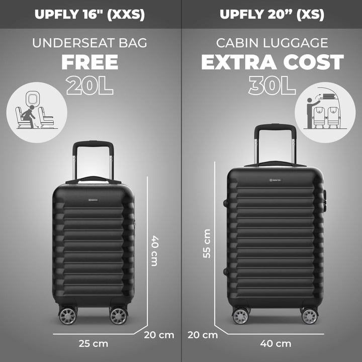 NUMADA - Reisekoffer Kabine 40 x 25 x 20 cm (20 l) Upfly Underseat 16 XXS mit abnehmbaren Rädern, Ka