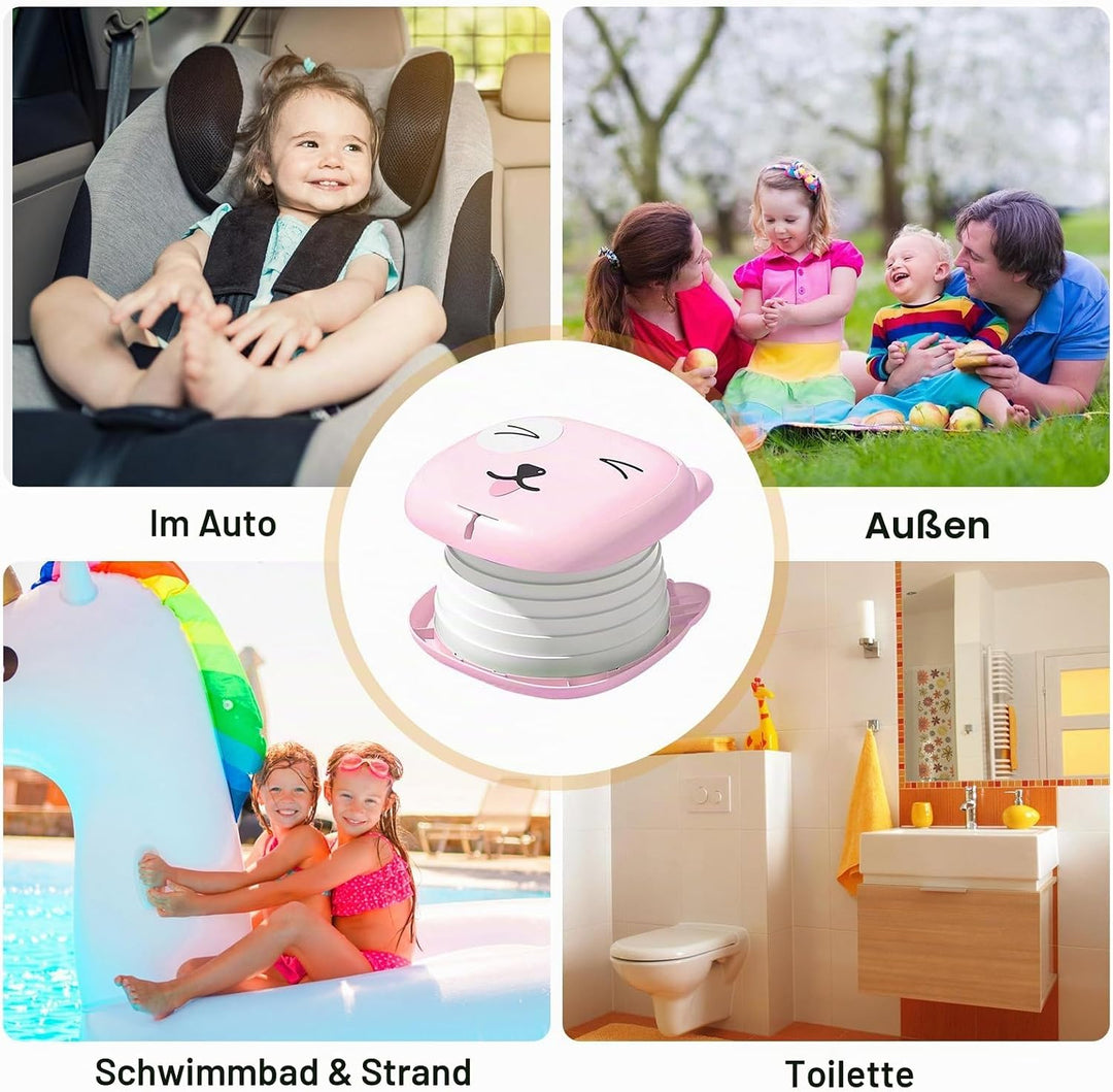 Faltbarer Toilettensitz für Kinder, Reisetöpfchen für Auto, Outdoor &amp; Indoor, Praktisch für Camping
