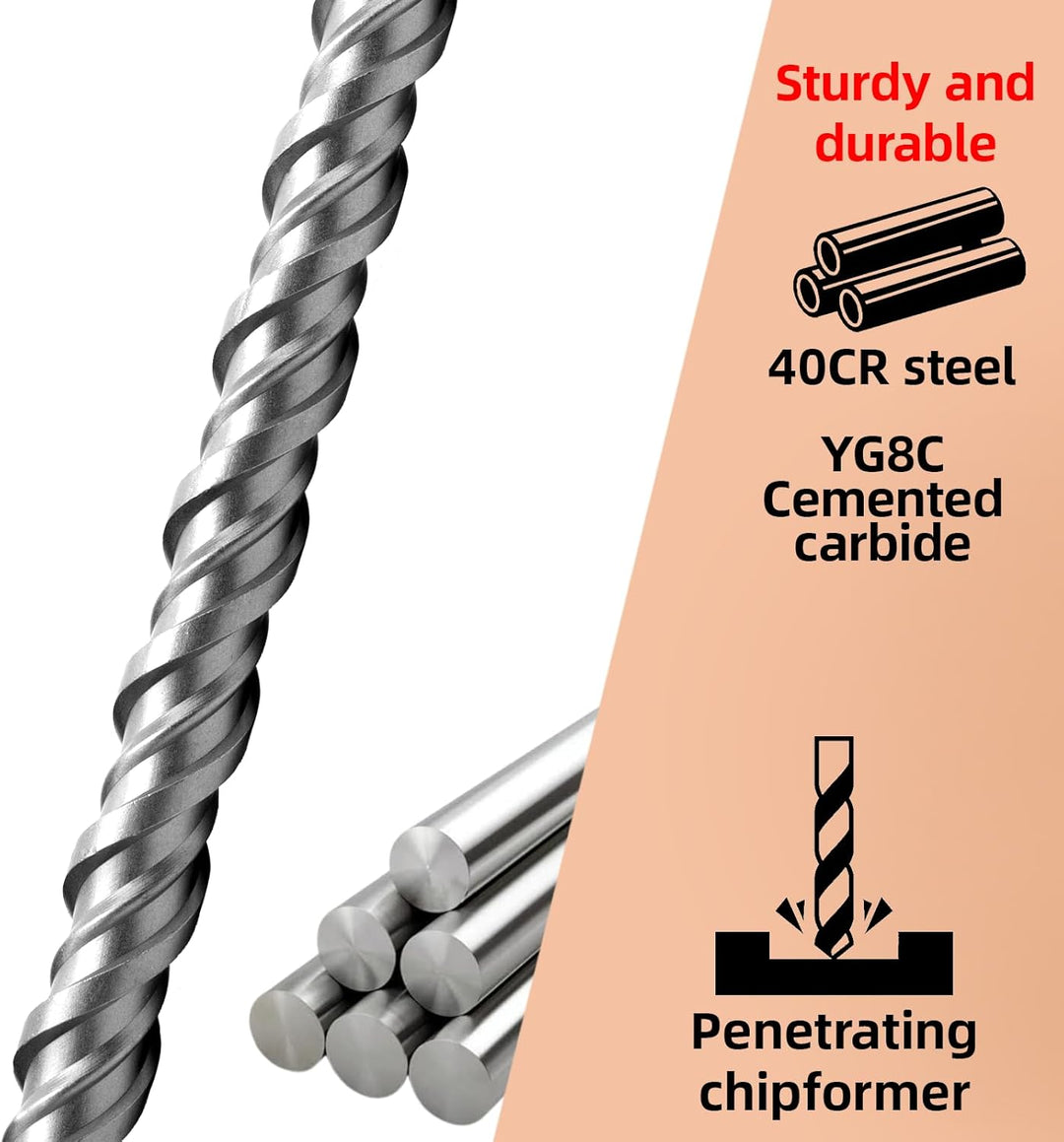 SDS Plus Professionell Hammerbohrer Betonbohrer mit 4 Hartmetall Schneiden Fliesenbohrer Metallbohre
