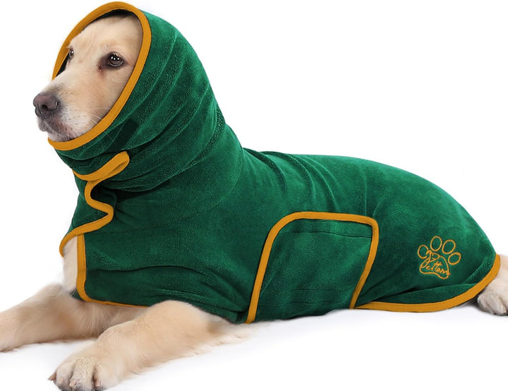 PETTOM Hundebademantel, Bademantel Hund mit Hohem Kragen, Hundebademantel für Grosse Hunde, Hunde Ba