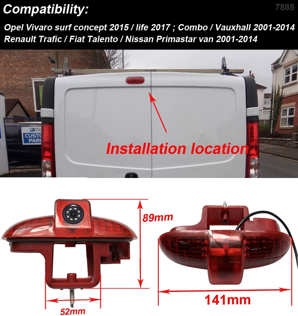 Rückfahrkamera Transportster+7'' TFT LCD Bildschirm Auto Monitor im 3.Bremslicht Bremsleuchte Ersatz