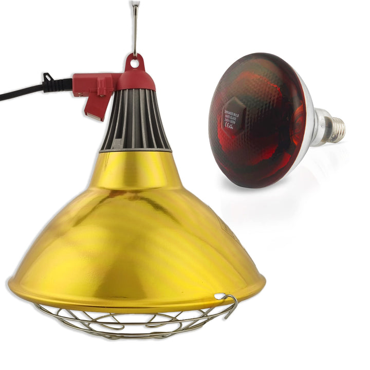 XXL Wärmestrahler 30 ⌀ Durchmesser mit Sparschalter | 5 meter Kabel mit Infrarotlampe | Set 150 W Ro