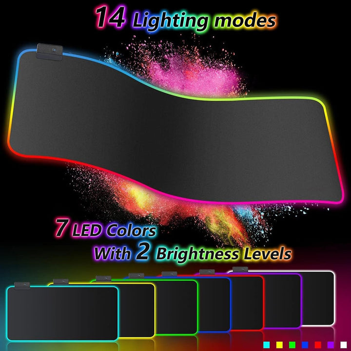 Gaming Mauspad RGB Mousepad 900x400mm XXL Extra Gross mit 14 Beleuchtungs Modi 7 LED Farben Wasserdi