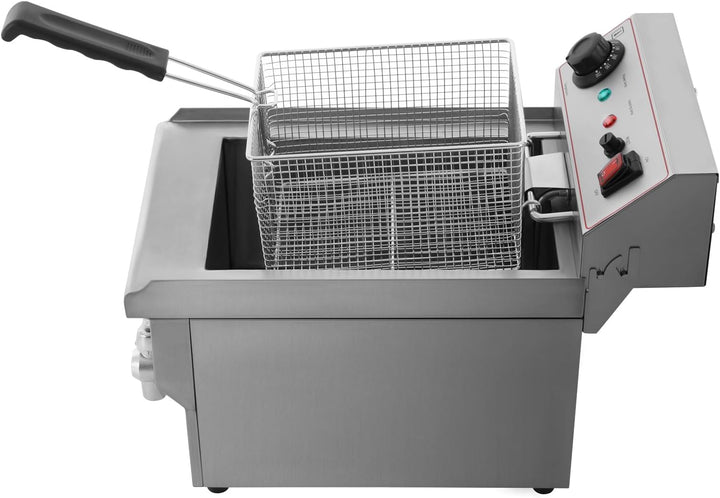 Elektrofritteuse 3000W 10L Catering Fritteuse 30x50x35cm Edelstahl Elektrofritteuse mit Korb Einzyli