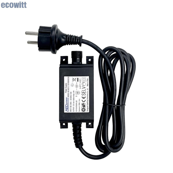 ECOWITT 10 M Verlängerungskabel und DC 12 V/1 A Netzteil für WS80/WS90/WN90LP/WN90SDI