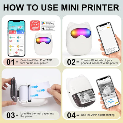 Ambesty Mini Drucker, Mobiler Fotodrucker,Tragbarer Mini Fotodrucker, Wireless Fotodrucker Thermodru