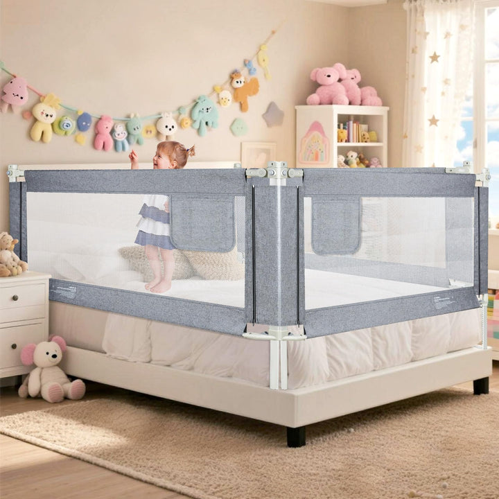 Rausfallschutz Bett,Babybettgitter Rausfallschutz,Höhenverstellbares Baby-Bettgitter & Reise-Bettsch