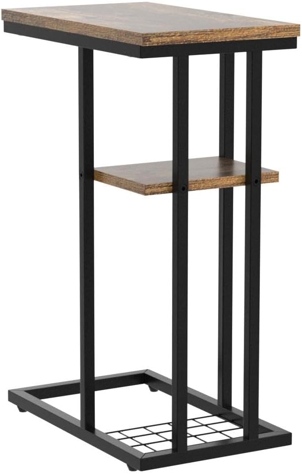 YMYNY Beistelltisch 2er-Set, Kaffeetisch mit Lagerregal, Drahtgeflecht, Eleganter Sofatisch, für Kaf