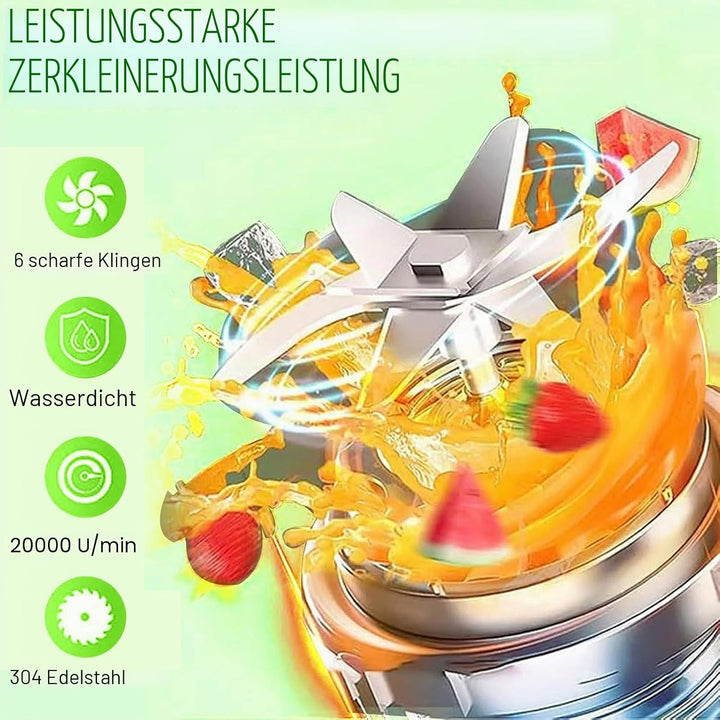 Tragbarer Mixer Smoothie Maker, 650ml Abnehmbarer Behälter mit 4000mAh Kabellos, Mini Standmixer Zer