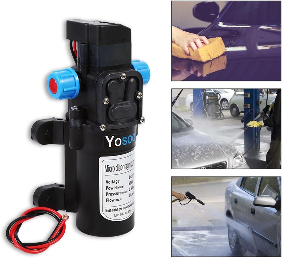 Membranpumpe Hochdruck Wasserpumpe, DC12V 5L/Min 115PSI Hochdruck Membran Automatisch Water Pumpe Wa