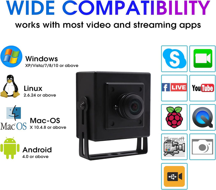 ELP 180 Grad Fisheye Objektiv Weitwinkel 1080P Mini Box Webcam USBFHD01M-BL180 USB Videokamera mit F