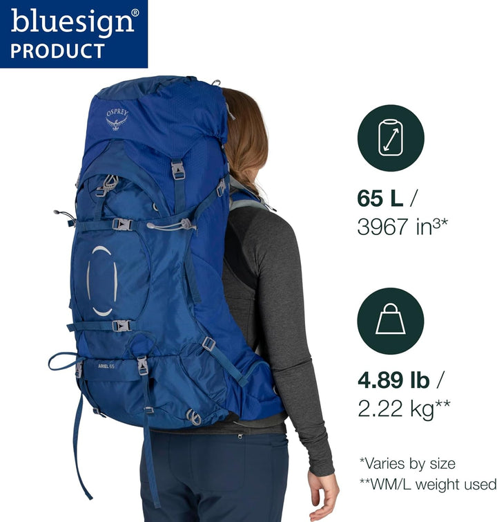 Osprey Ariel 65 Trekkingrucksack für Frauen Ceramic Blue XS-S, Ceramic Blue XS-S