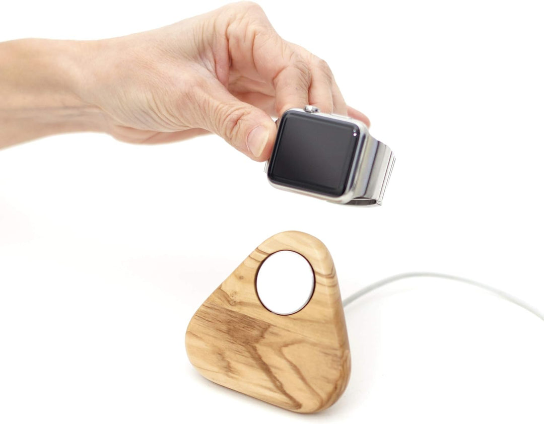 Tetra Nightstand für Apple Watch, Massive Olivenholz