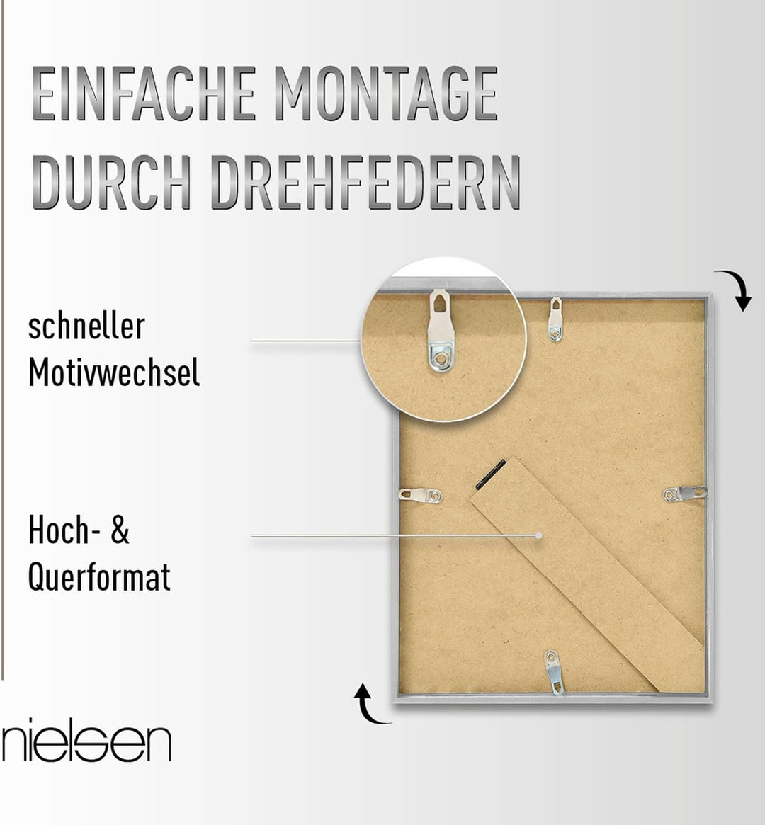 nielsen Bilderrahmen, 18 x 24 cm, Aluminium, Gold matt, Fotorahmen zum Auftstellen und Aufhängen im