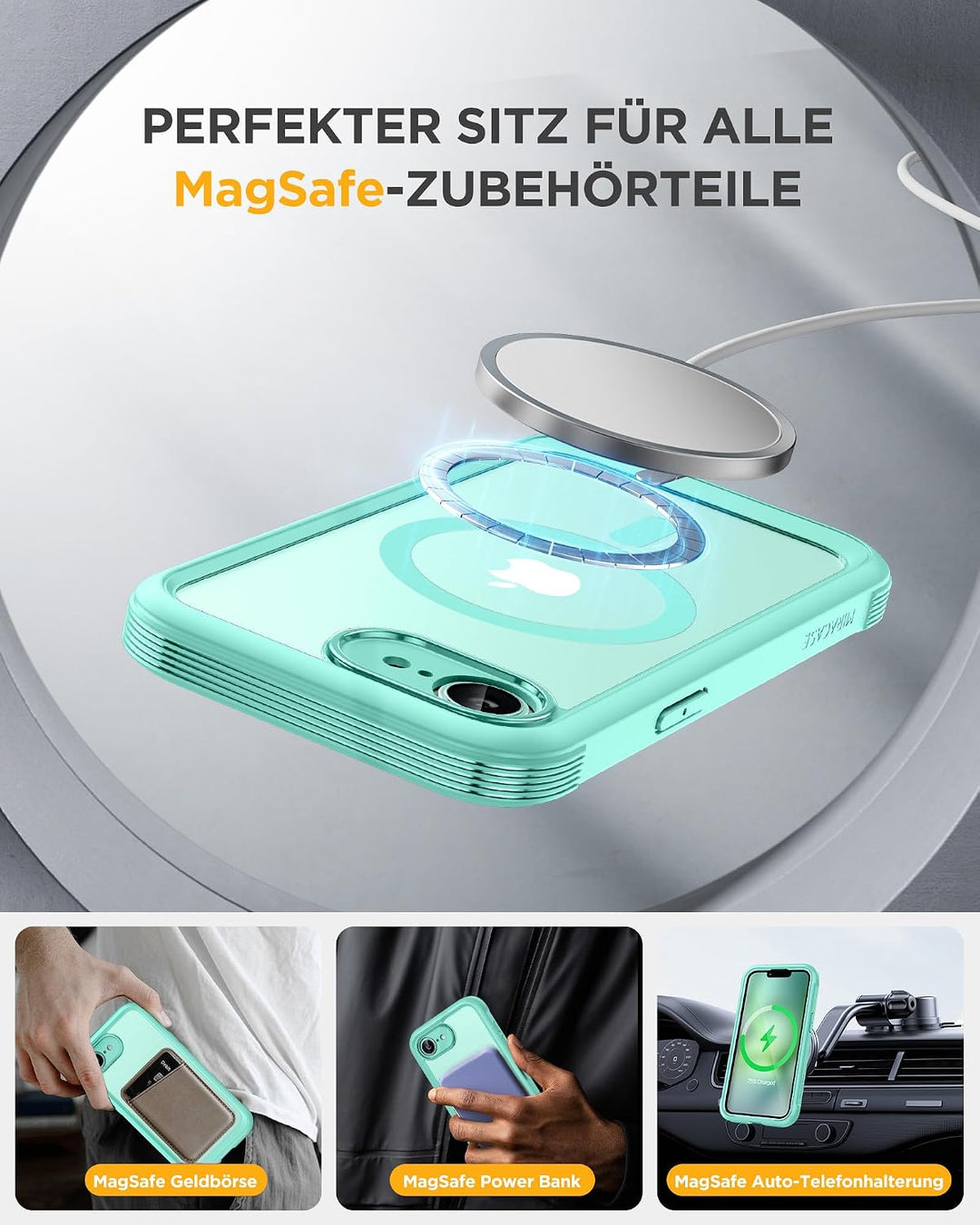 Miracase für iPhone 17e Hülle &amp; iPhone 16e Hülle für MagSafe,[360° Ganzkörper-Stossfest],integrierte