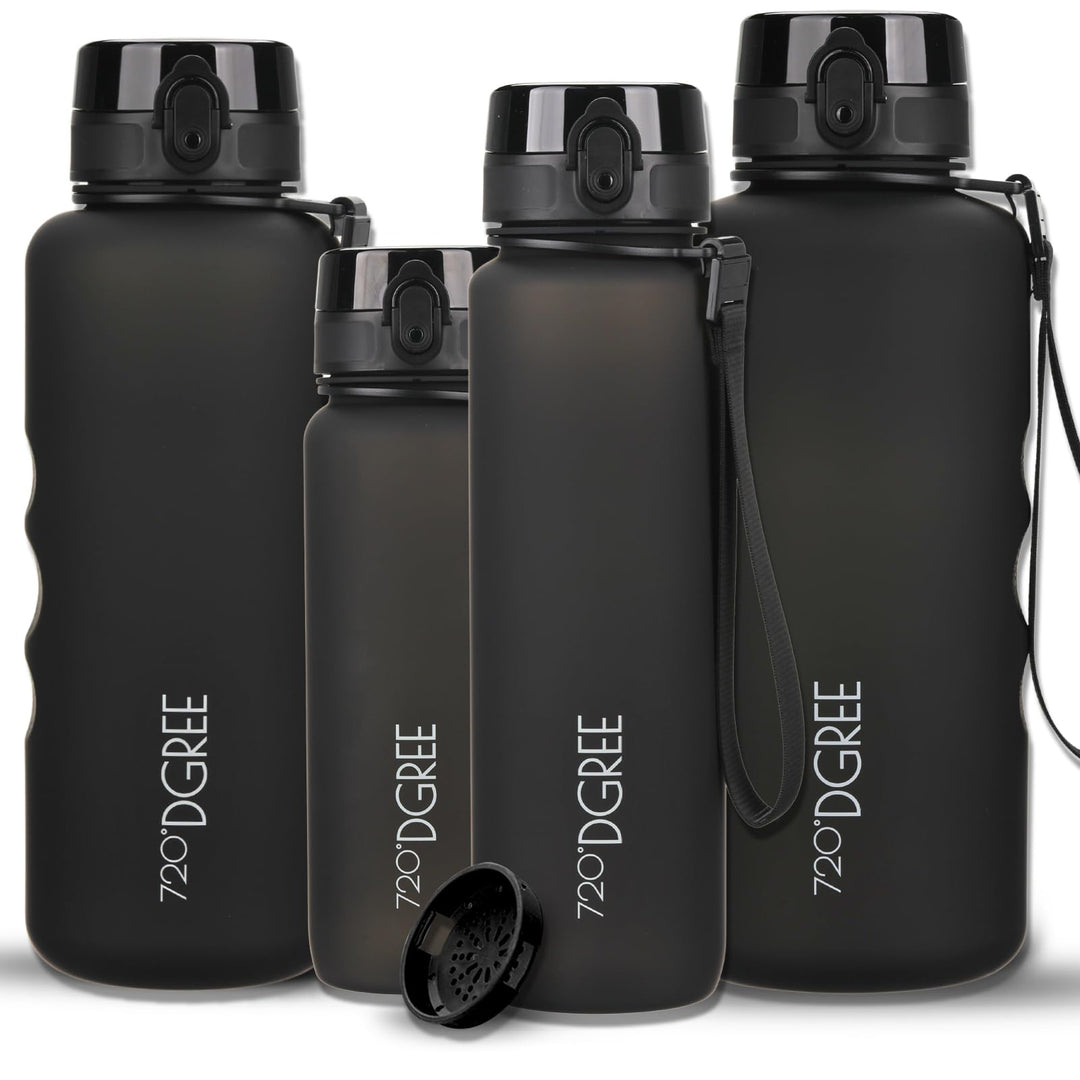 720°DGREE Trinkflasche 1l “uberBottle“ abnehmbare Schlaufe +Motivationsskala, Sieb - Auslaufsicher,