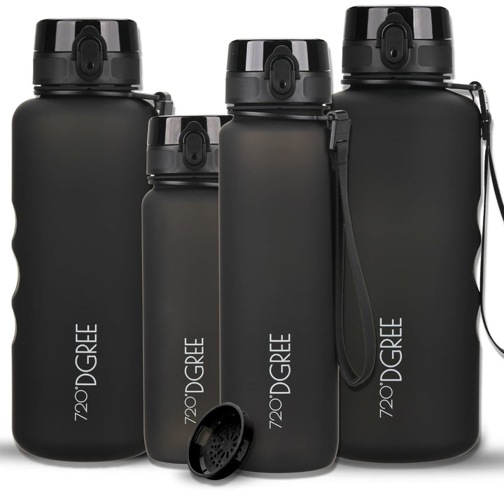 720°DGREE Trinkflasche 1l “uberBottle“ abnehmbare Schlaufe +Motivationsskala, Sieb - Auslaufsicher,