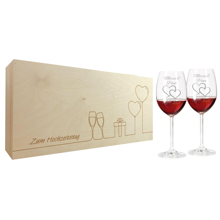 Geschenk zum Valentinstag – Wein Geschenksets – Weinglas mit Gravur 460ml – Hochzeitsgeschenke – Ges
