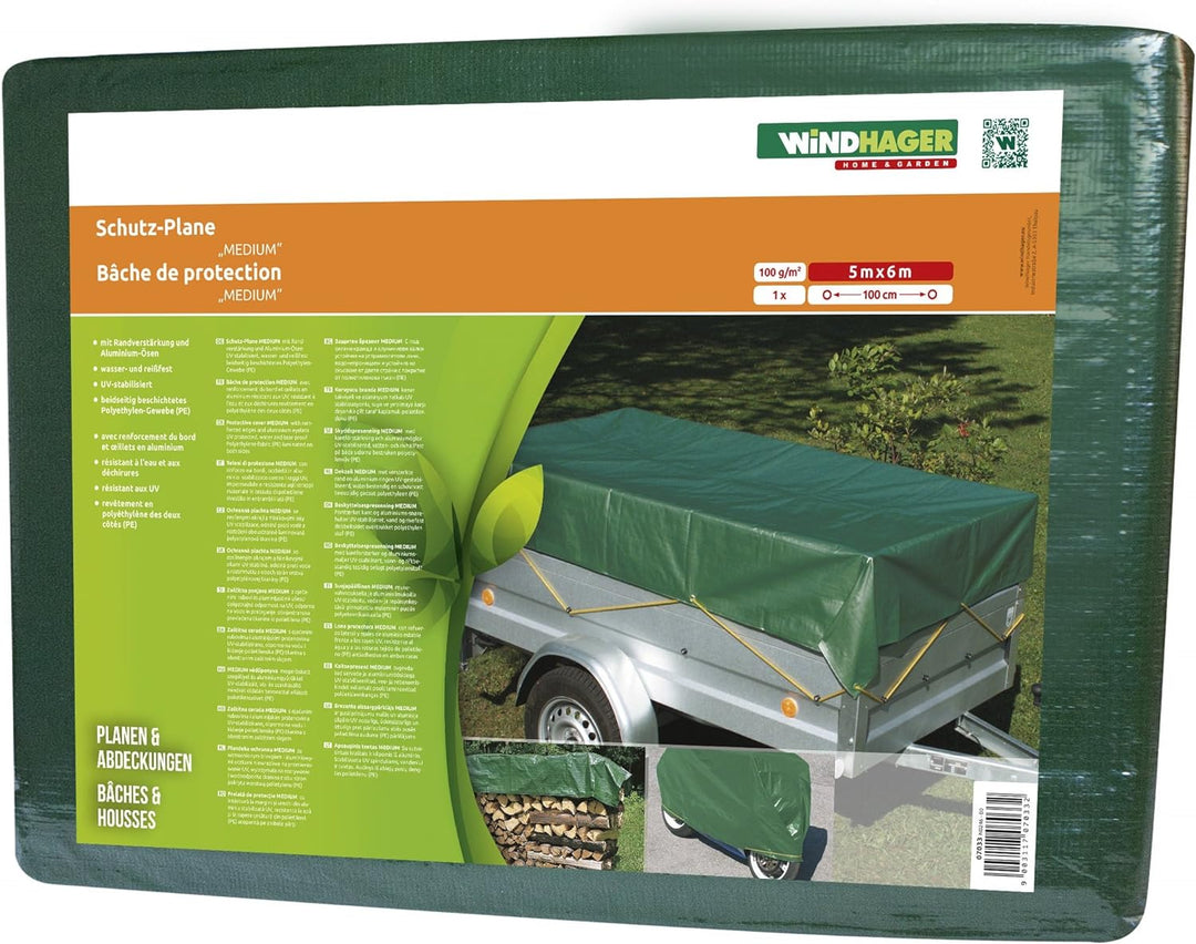 Windhager Schutzplane MEDIUM, Holz-Schutzplane, Allzweckplane, Abdeckplane für Draussen, Gewebeplane