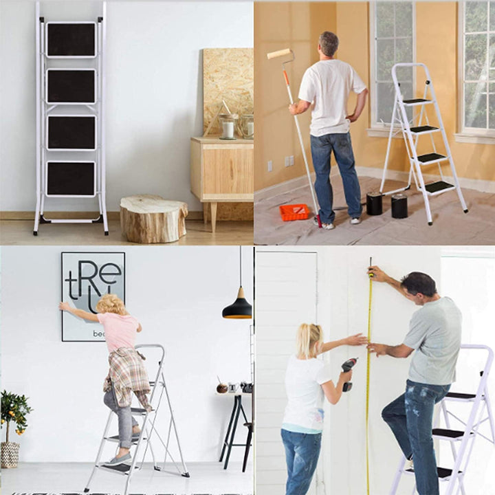 Klappleiter 4-Stufen-Leiter Schwere Leiter Leichte Stufenleiter mit Anti-Rutsch-Matte für den Hausha