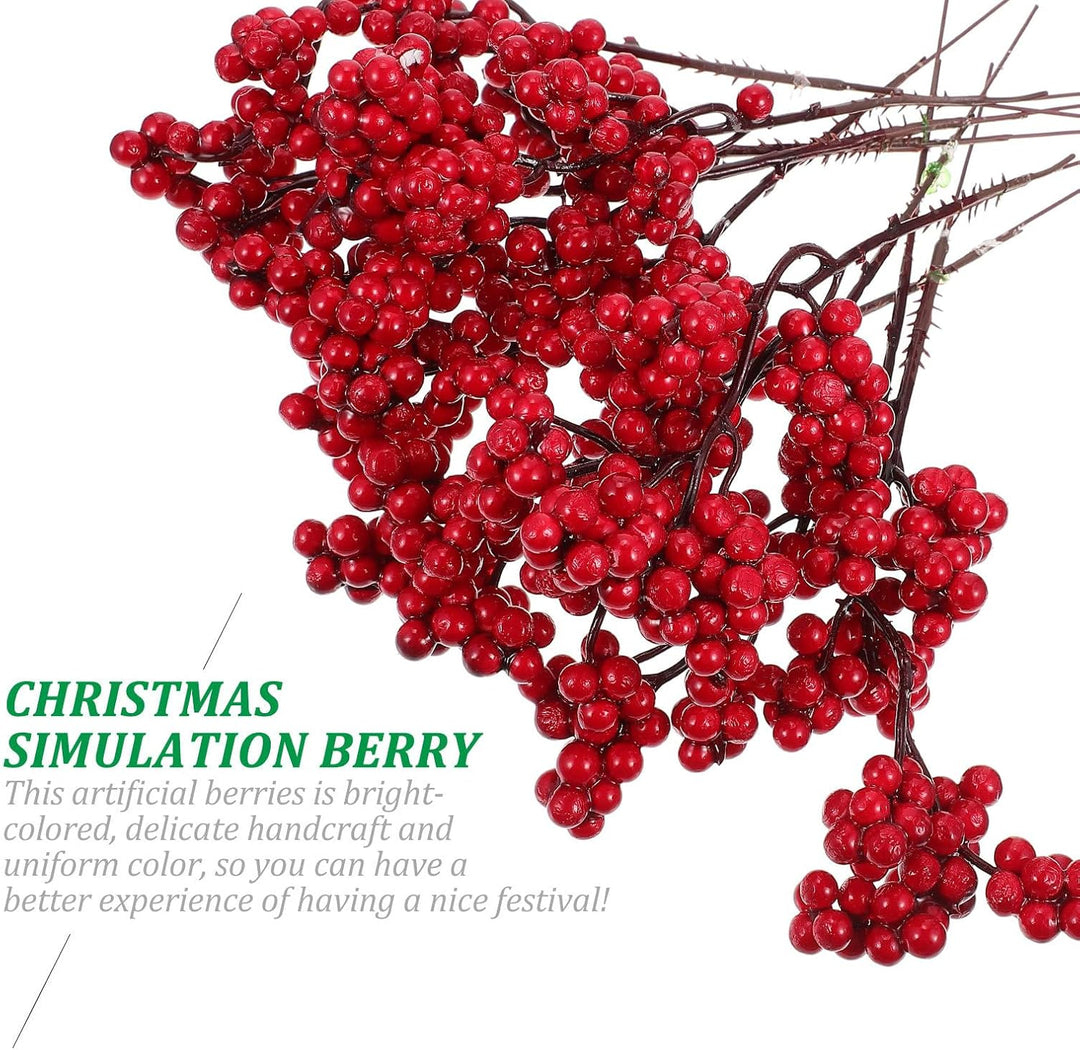 Beavorty 10st Künstliche Beeren Künstliche Rote Beerenzweige Gefälschter Weihnachtspickel Weihnachts