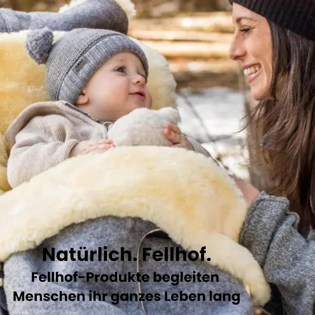 Fellhof Einschlagdecke Babyschale Winter Winterberg & Tuch Blaubaer | Babyfusssack für Baby bis 6 Mo
