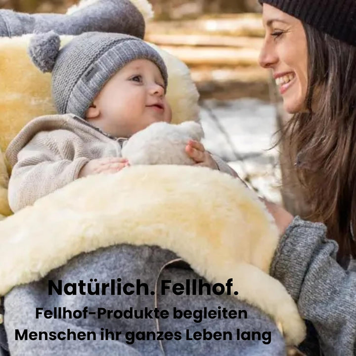 Fellhof Einschlagdecke Babyschale Winter Winterberg & Tuch Blaubaer | Babyfusssack für Baby bis 6 Mo