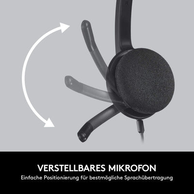 Logitech H340 Kopfhörer mit Mikrofon, Stereo-Headset, Verstellbares Mikrofon mit Rauschunterdrückung