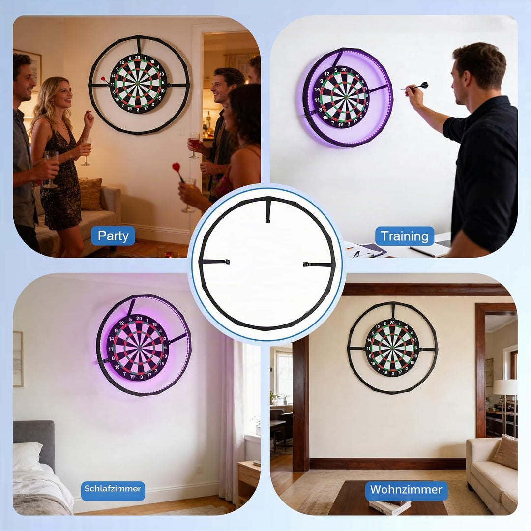 LED Dartboard Ring Licht, 360° Schattenfreie Beleuchtung mit 90 LEDs für Wohnzimmer - Helles LED Rin