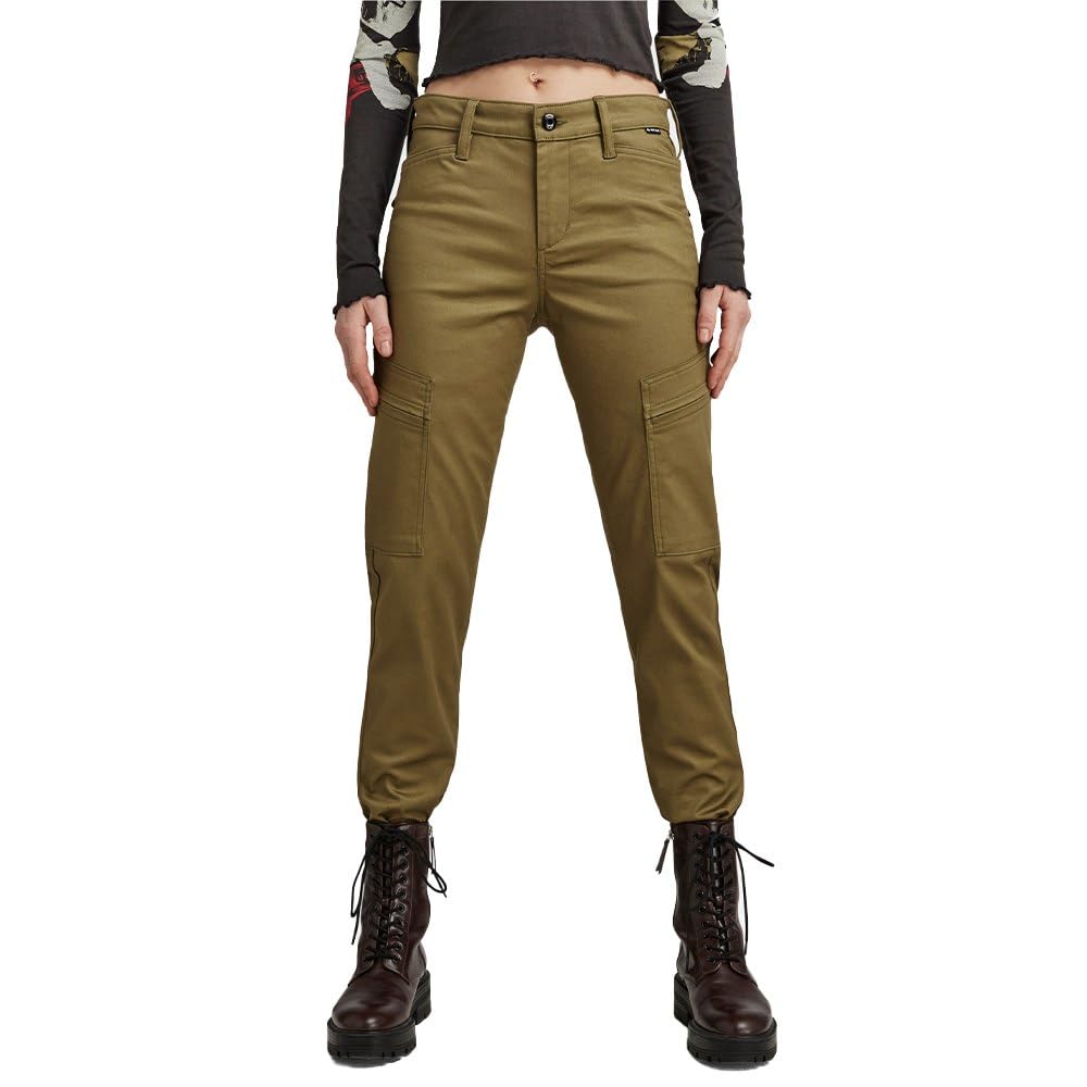G-STAR RAW Damen Slim Cargohose Pants 23W / 30L Grün (Dark Olive D23572-c072-c744), 23W / 30L Grün (