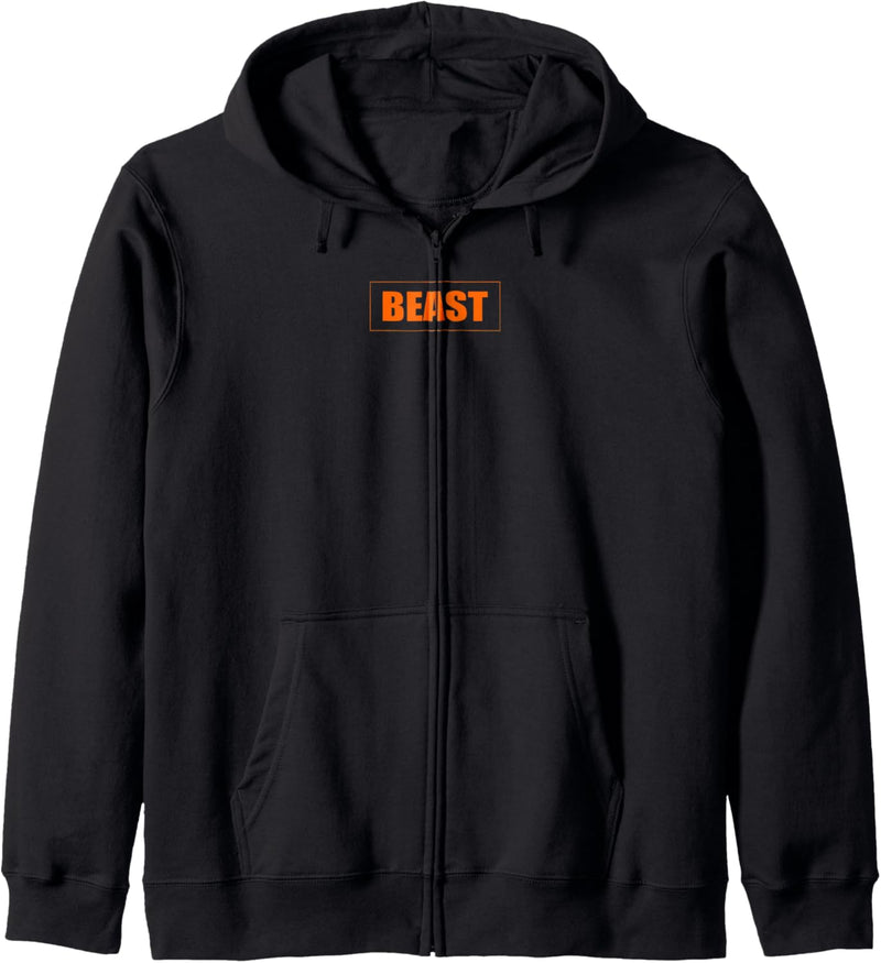 Beast Gym Motivation orange Farbe Fitness Workout Sport Kapuzenjacke