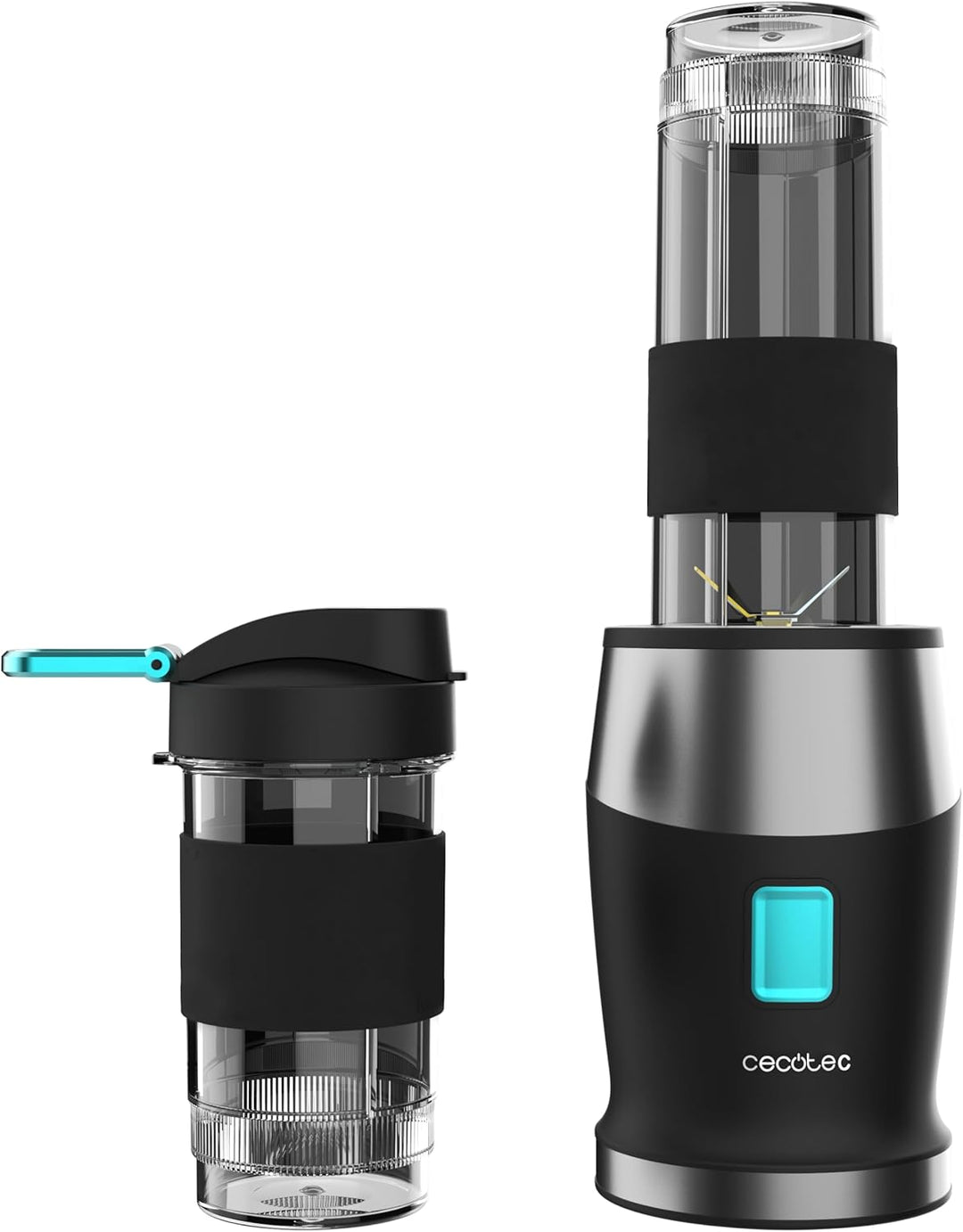 Cecotec Tragbarer Standmixer Smoothies Power Titanium 900 ProGo, 900W, Inklusive 2 Tragbare Becher à
