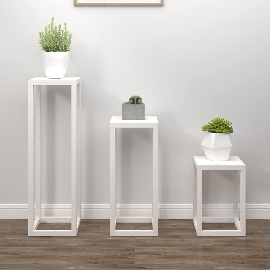 vidaXL Pflanzenständer Set 3-tlg., Pflanzenregal mit Holzrahmen, Blumenständer für Wohnzimmer Terras