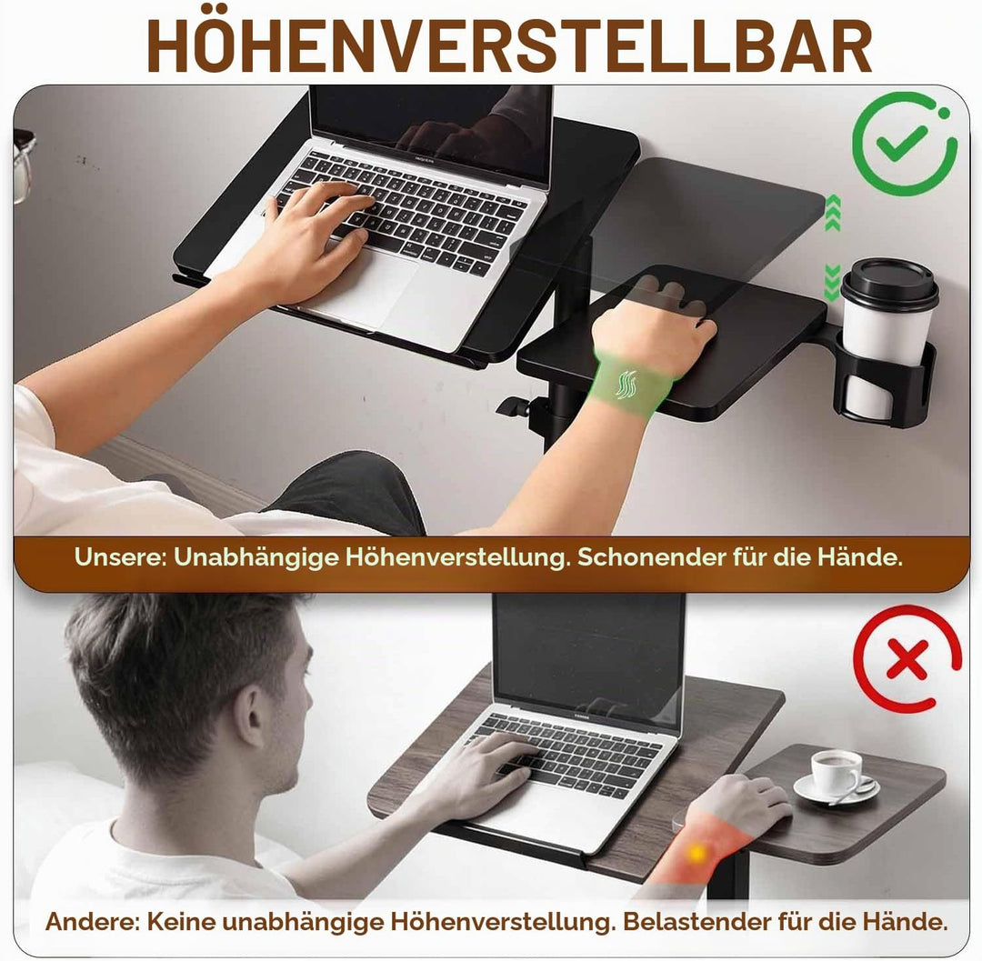 Aothia Beistelltisch höhenverstellbar mit versteckten Rollen, Pflegetisch für Bett,Computertisch aus