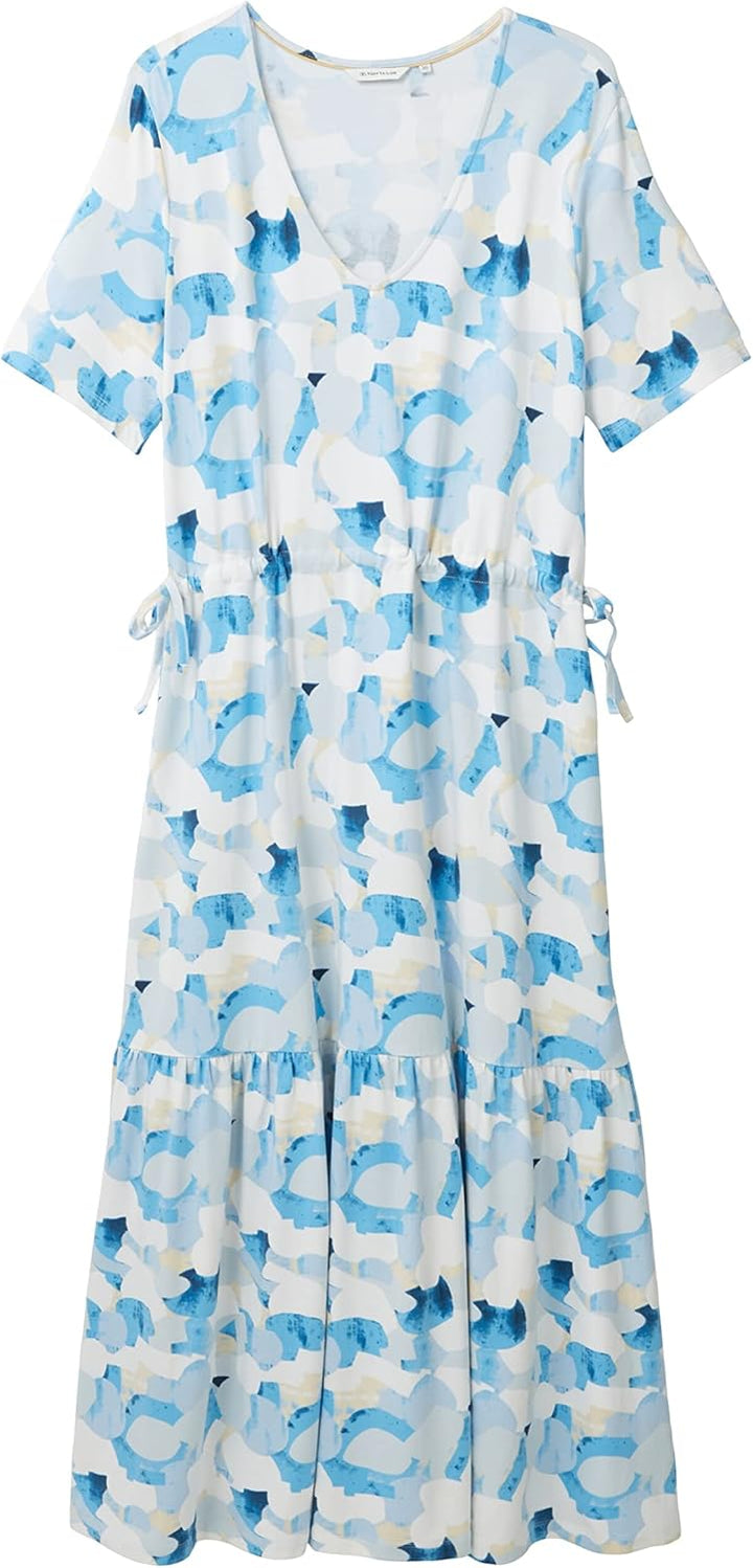 TOM TAILOR Damen Maxikleid mit Muster 34 32135 - Blue Shapes Design, 34 32135 - Blue Shapes Design