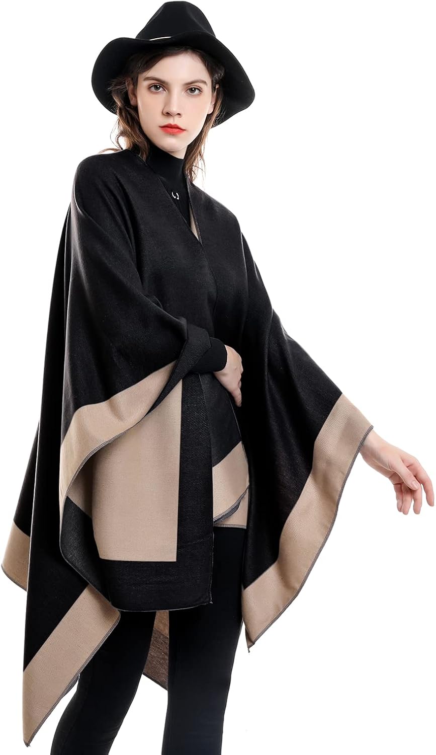 colornival Poncho Damen Winter Warm Elegant Poncho Decke Poncho Cape Strick Poncho Mantel Winter Pon