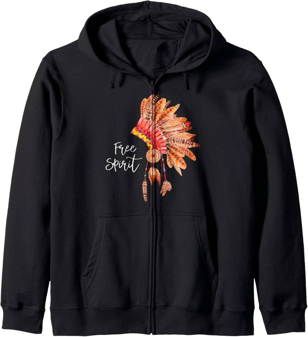 Free Spirit Native American Feather Headdress Boho Design Kapuzenjacke