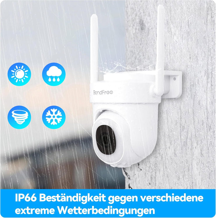 BondFree 3K 5MP Überwachungskamera Aussen, 355°/90° Schwenkbar Kamera überwachung aussen, 2,4GHz/5GH