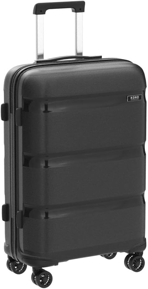 KONO Koffer Trolleys Reisekoffer mit TSA Schloss L (65cm Mittelgross Koffer) Schwarz, L (65cm Mittel