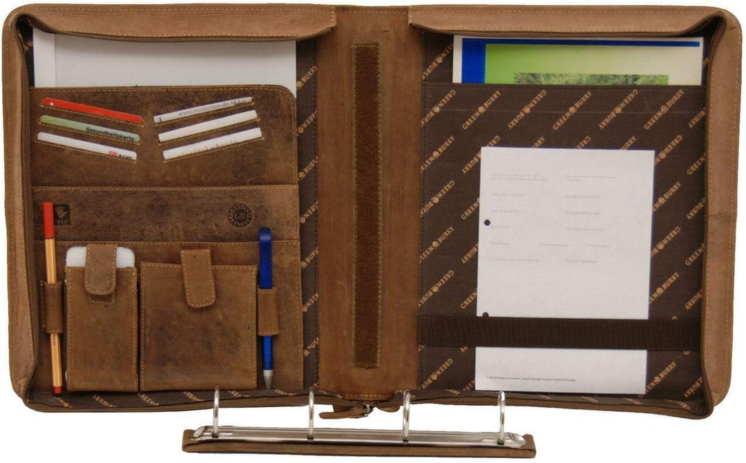 Greenburry Vintage Ringmappe Leder 29 cm Braun, Braun